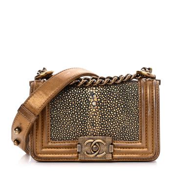 CHANEL Galuchat Stingray Mini Boy Flap Gold 